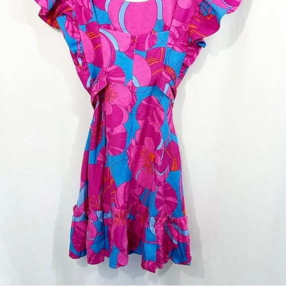 NWT Tuckernuck Wimberly Wild Azalea Edisto Linen Floral Ruffle Dress - Picture 11 of 16